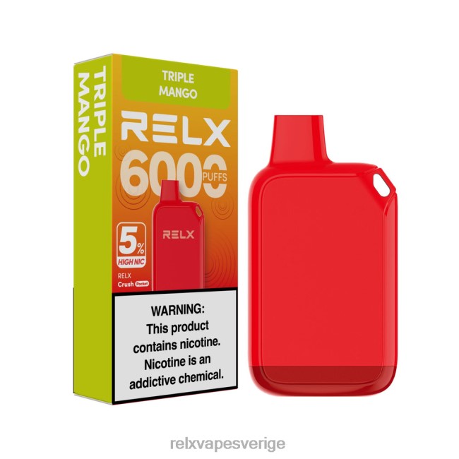 RELX Vape Price - RELX Crush Pocket 6000 5% hög nic trippel mango 8P0H226