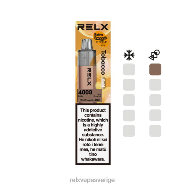 RELX Vape Sverige - RELX MagicGo 4000 engångsvape tobak (guld) 8P0H22