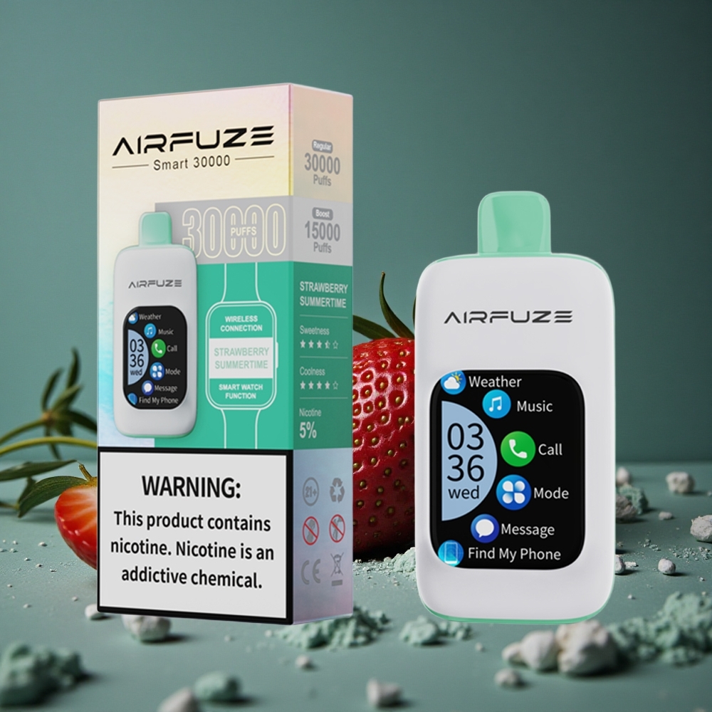 AirFuze Smart 30000 Puffs Disposable Jordgubb Sommartid med 5% Nikotin & Typ-C Sweden wholesale