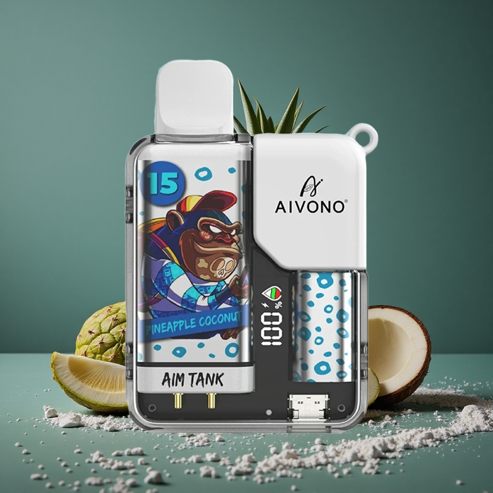 Aivono AIM-TANK 9500 Puffs Ananas Kokos 18ml E-vätska LCD Display Sweden wholesale