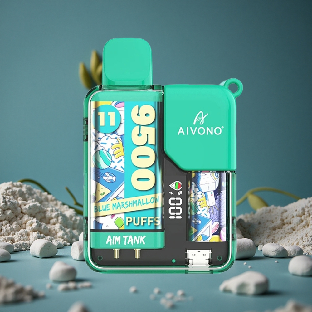 Aivono AIM-TANK 9500 Puffs Blå Marshmallow 18ml E-vätska LCD Display Sweden wholesale