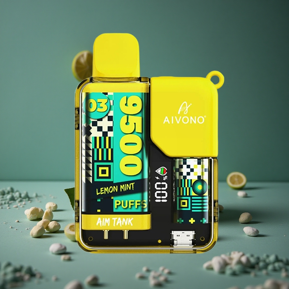 Aivono AIM-TANK 9500 Puffs Citron Mynta 18ml E-vätska LCD Display Sweden wholesale