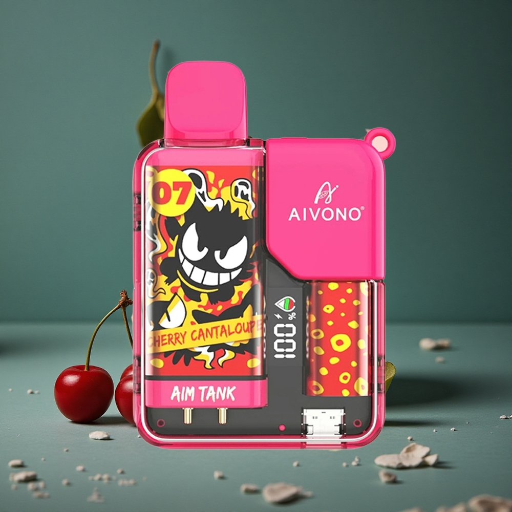 Aivono AIM-TANK 9500 Puffs Körsbär Cantaloupe 18ml E-vätska LCD Display Sweden wholesale