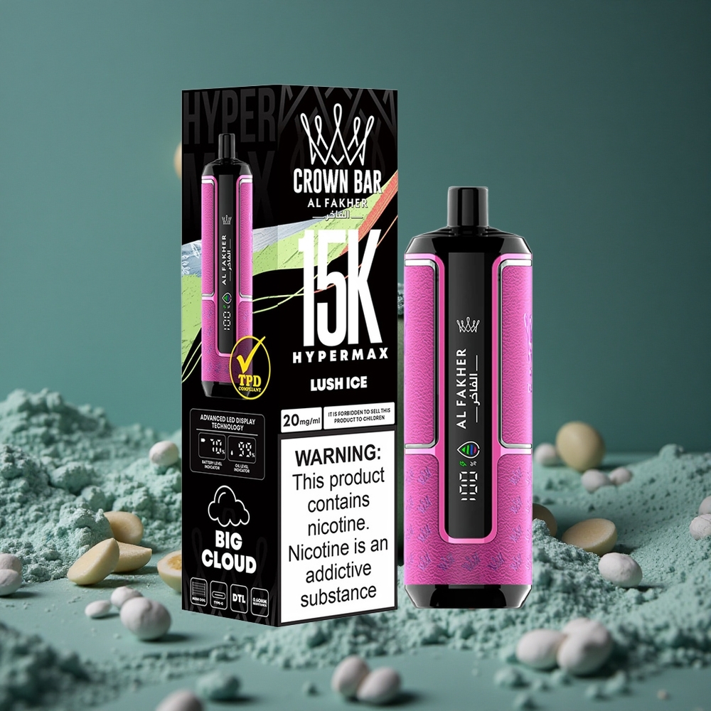 Al Fakher Crown Bar 15K Hypermax Engångsvape Luch Is Sweden wholesale