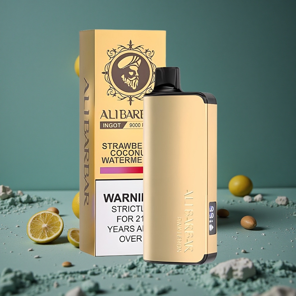 Alibarbar Ingot 9000 Puffs Rosa Citron 22ml E-vätska LED Display Sweden wholesale