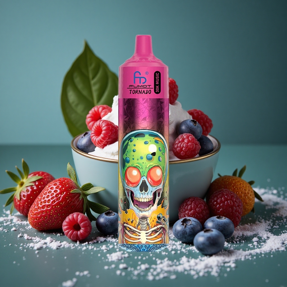 Fumot RandM Tornado 30000 Puffs Blåbär Jordgubb Hallon Glass 30mL Fylld E-vätska Sweden wholesale