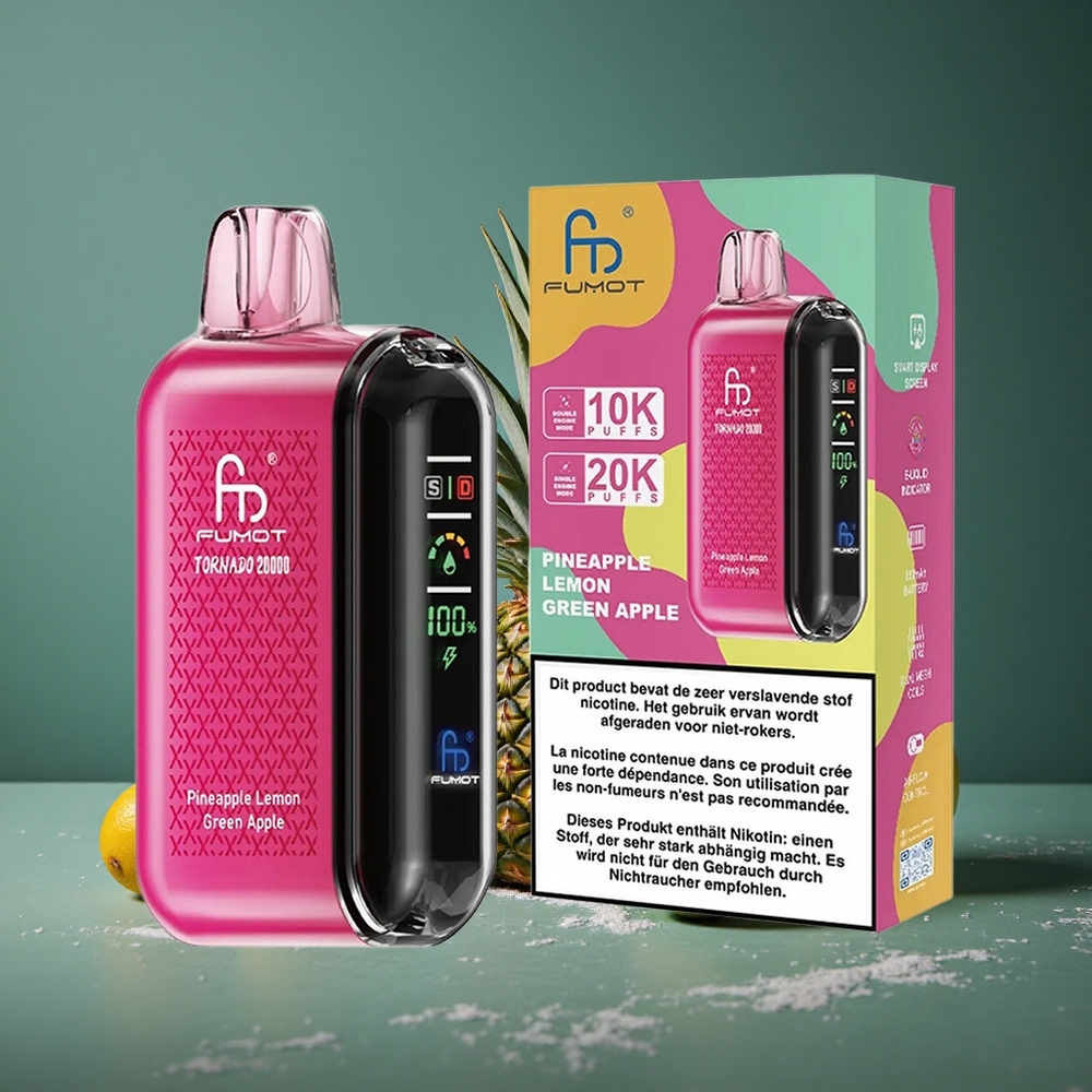 Fumot Tornado 20000 Puffs Ananas Citron Grönt Äpple Dual Mesh Coil Sweden wholesale