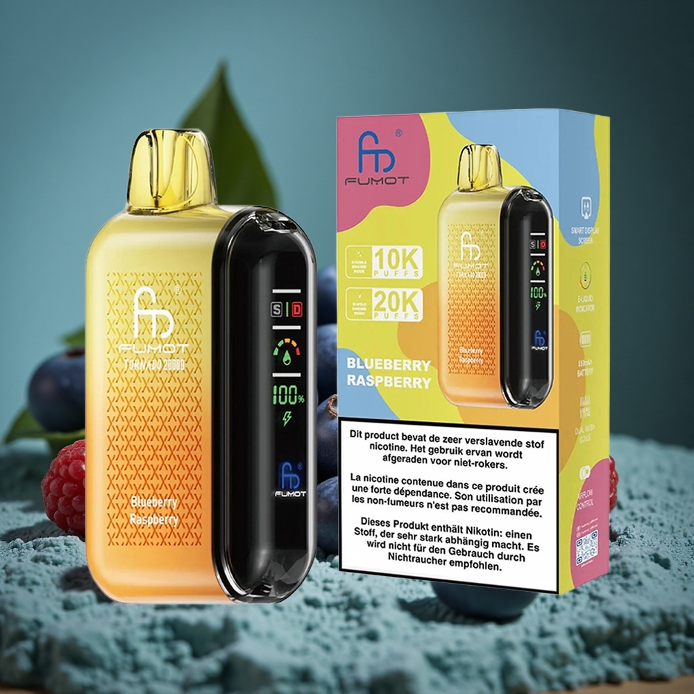 Fumot Tornado 20000 Puffs Blåbär Hallon Dual Mesh Coil Sweden wholesale