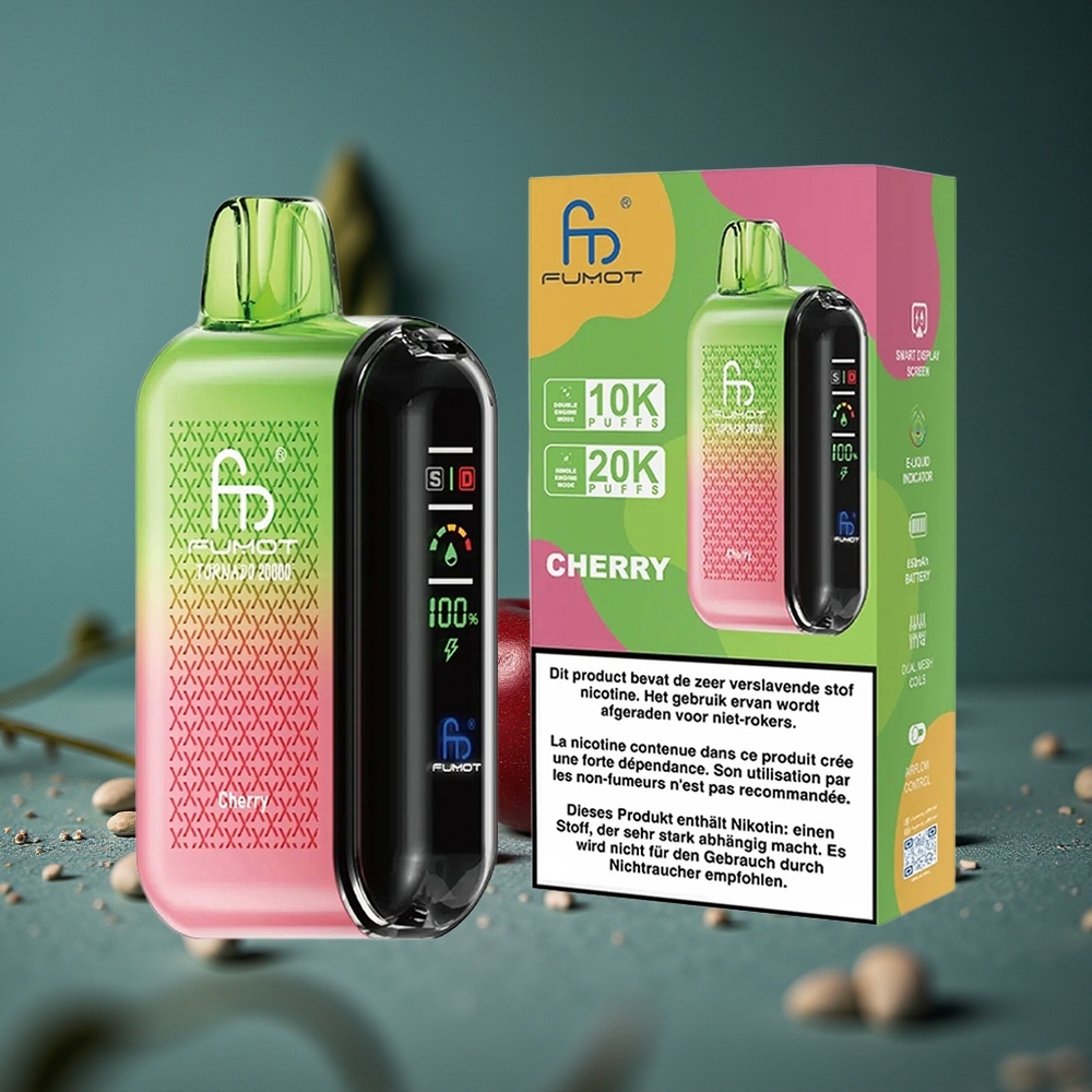Fumot Tornado 20000 Puffs Cherry (Körsbär) Dual Mesh Coil Sweden wholesale