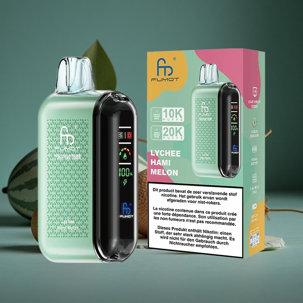 Fumot Tornado 20000 Puffs Engångsvape Lychee Hami Melon 20ml E-vätska Kapacitet 850mAh Batteri Sweden wholesale