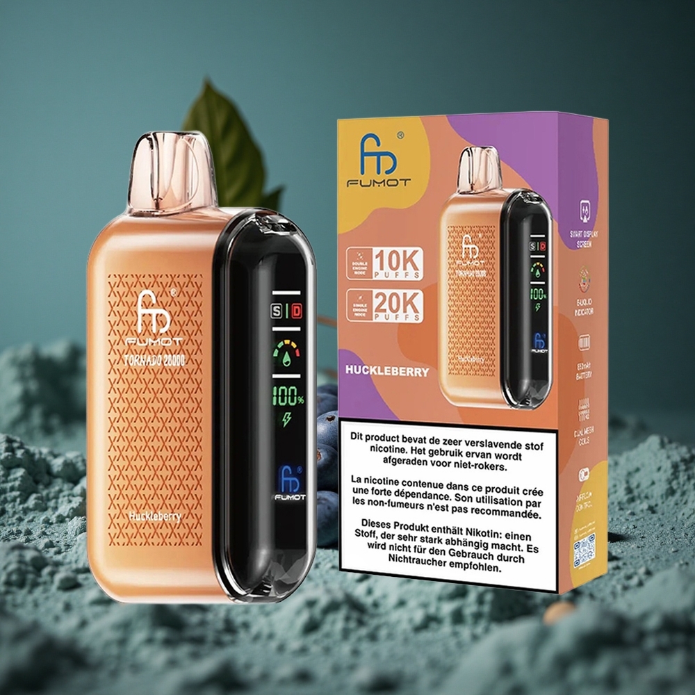 Fumot Tornado 20000 Puffs Huckleberry (Blåbär) med 20ml E-vätska & Smart Display Sweden wholesale