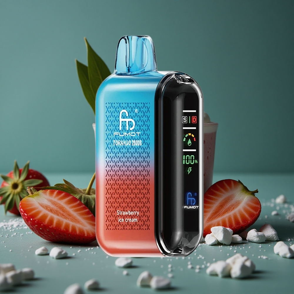 Fumot Tornado 20000 Puffs Jordgubb Glass 20ml E-liquid Kapacitet Sweden wholesale