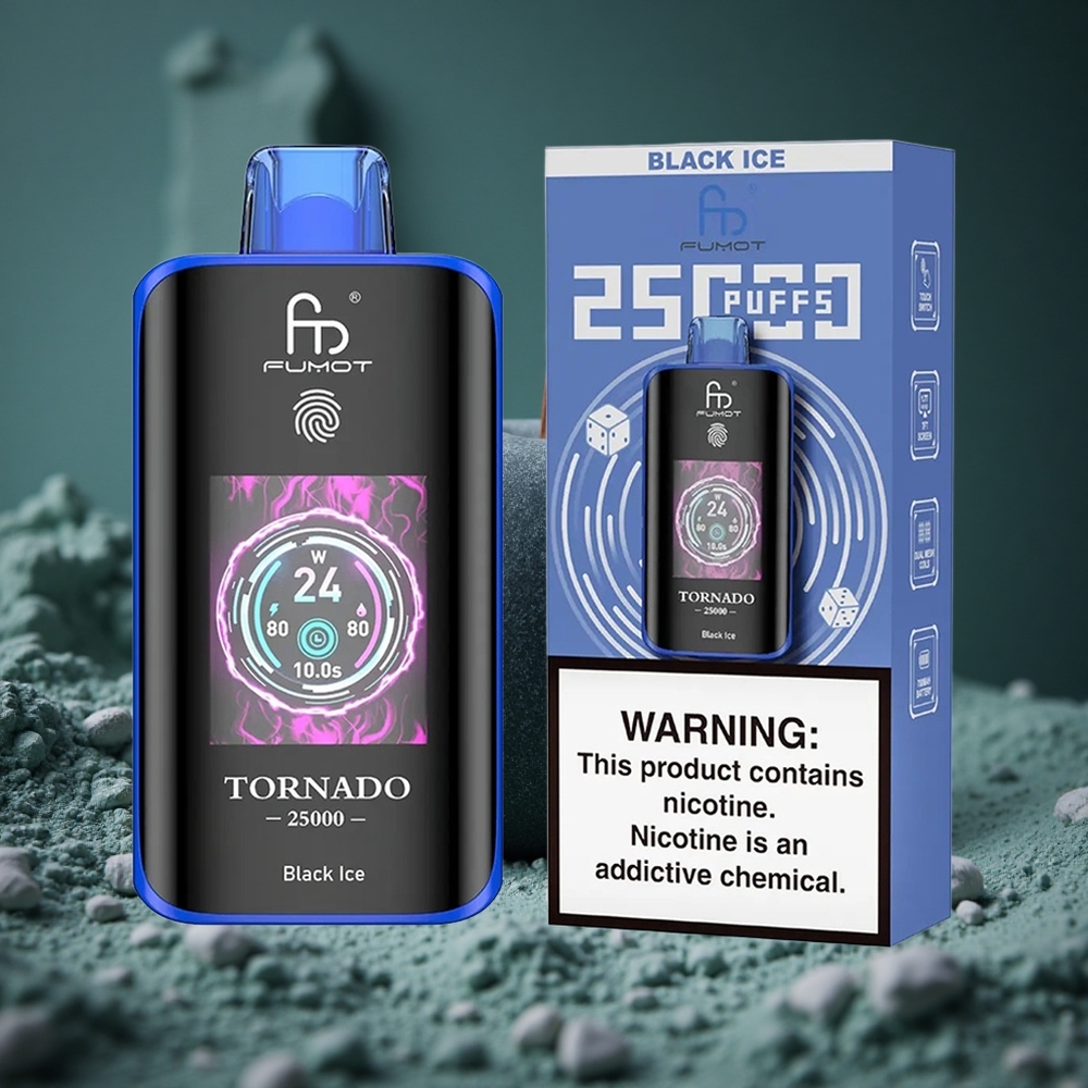 Fumot Tornado 25000 Puffar Svart Is 20ml Förfylld E-vätska Sweden wholesale