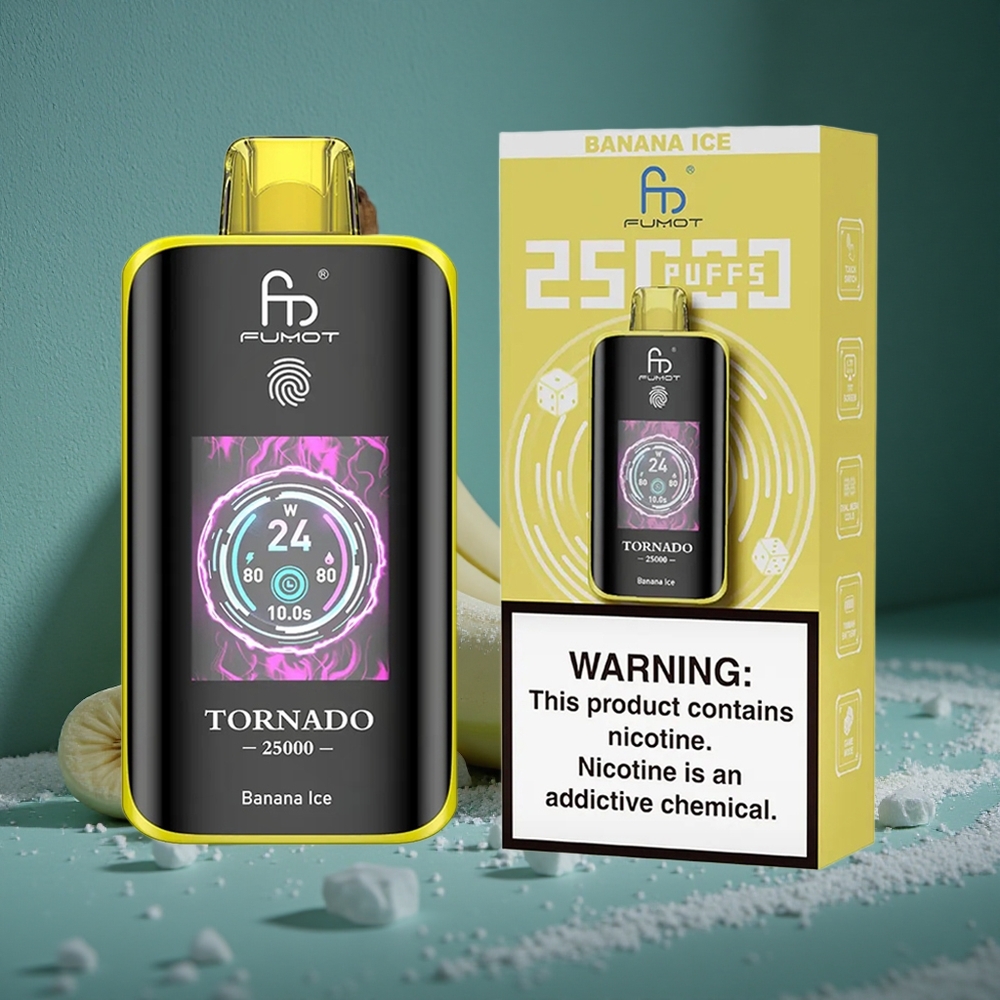 Fumot Tornado 25000 Puffs Bananis Glass HD Skärm Sweden wholesale