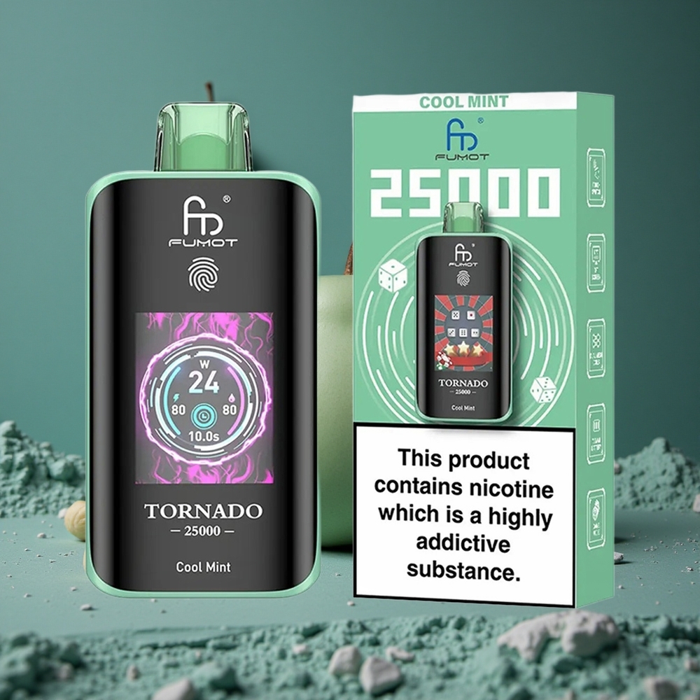 Fumot Tornado 25000 Puffs Disposable Cool Mynta HD Skärm Sweden wholesale