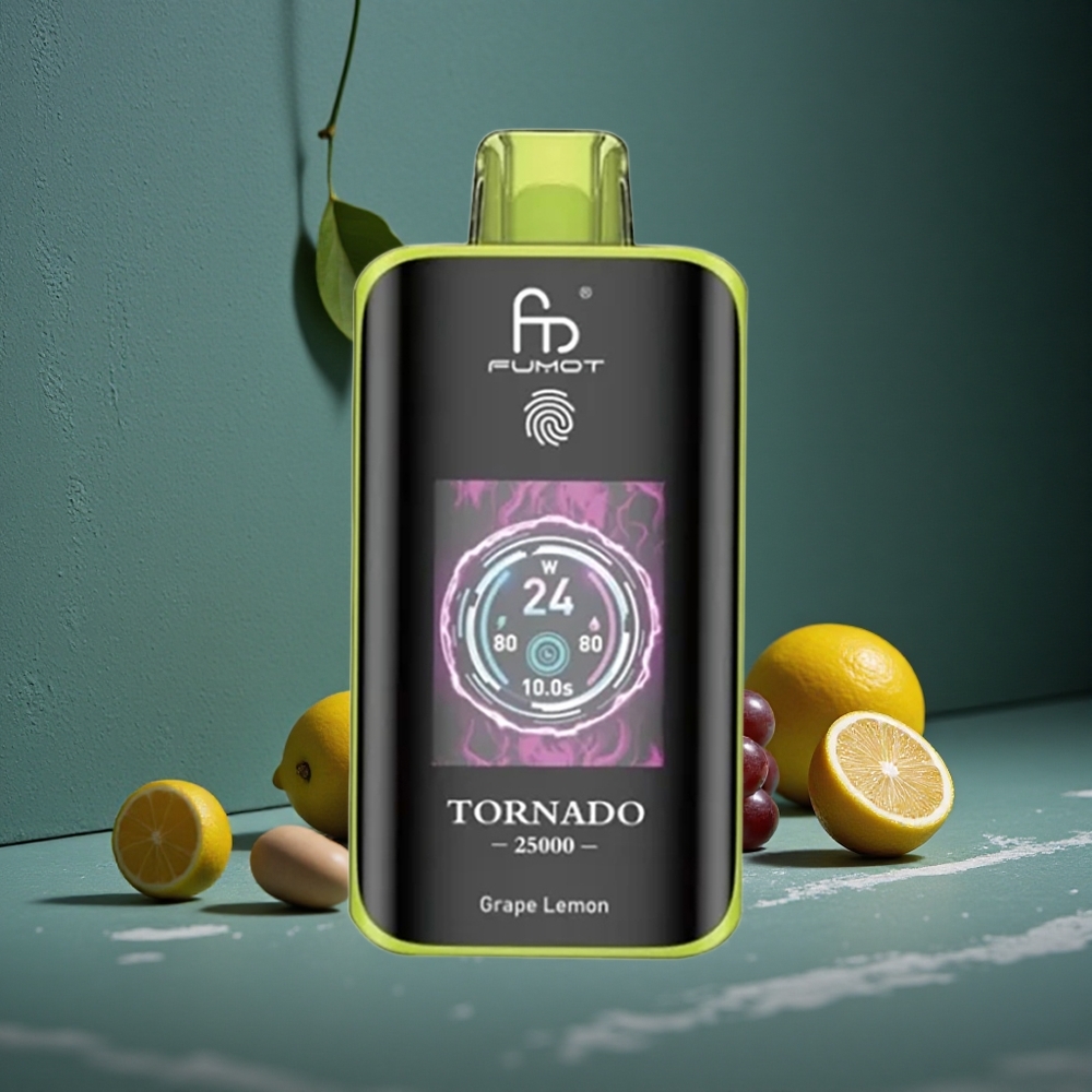 Fumot Tornado 25000 Puffs Druva Citron HD Skärm Sweden wholesale