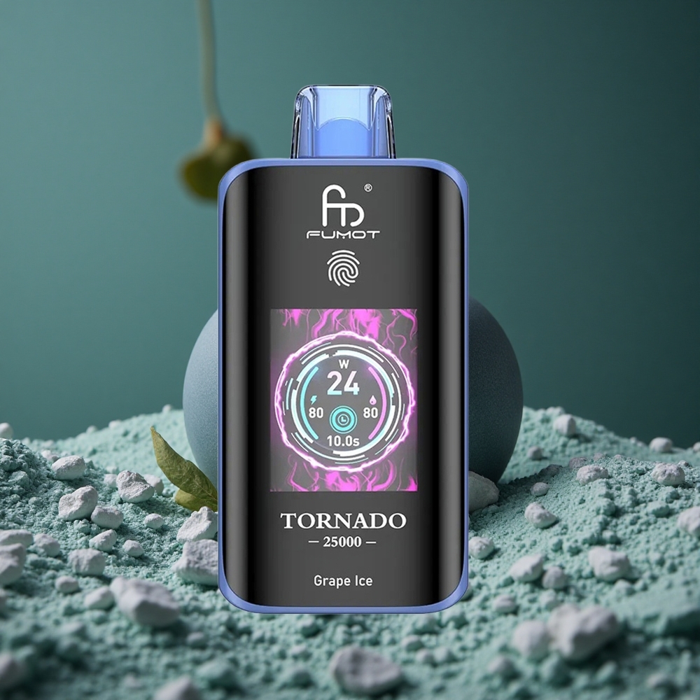 Fumot Tornado 25000 Puffs Druvis Glasskyla HD-skärm Sweden wholesale