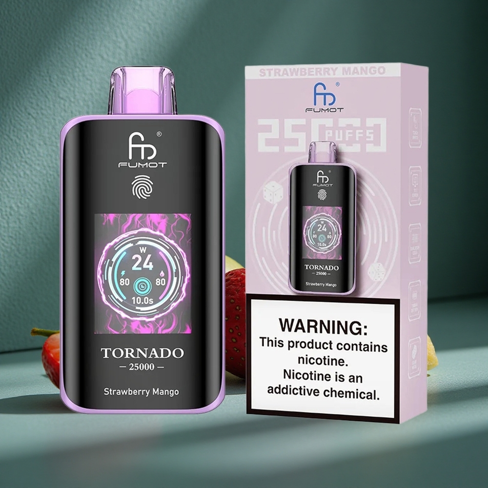 Fumot Tornado 25000 Puffs Jordgubb Mango HD-skärm Sweden wholesale