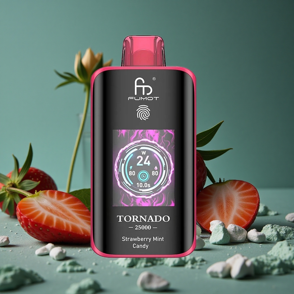 Fumot Tornado 25000 Puffs Jordgubb Mint Godis med HD-skärm & Typ-C-laddning Sweden wholesale