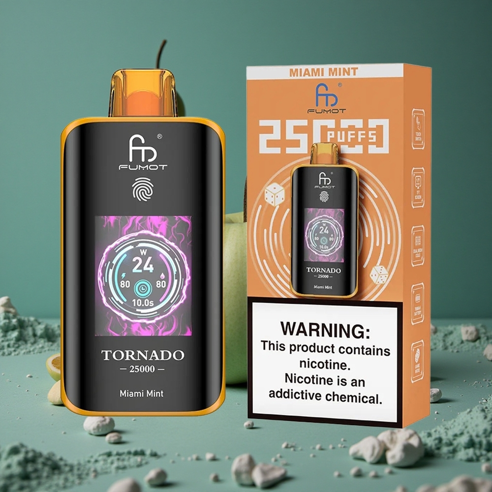 Fumot Tornado 25000 Puffs Miami Mynta HD Skärm Sweden wholesale