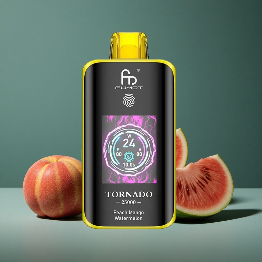 Fumot Tornado 25000 Puffs Persika Mango Vattenmelon HD Skärm Sweden wholesale