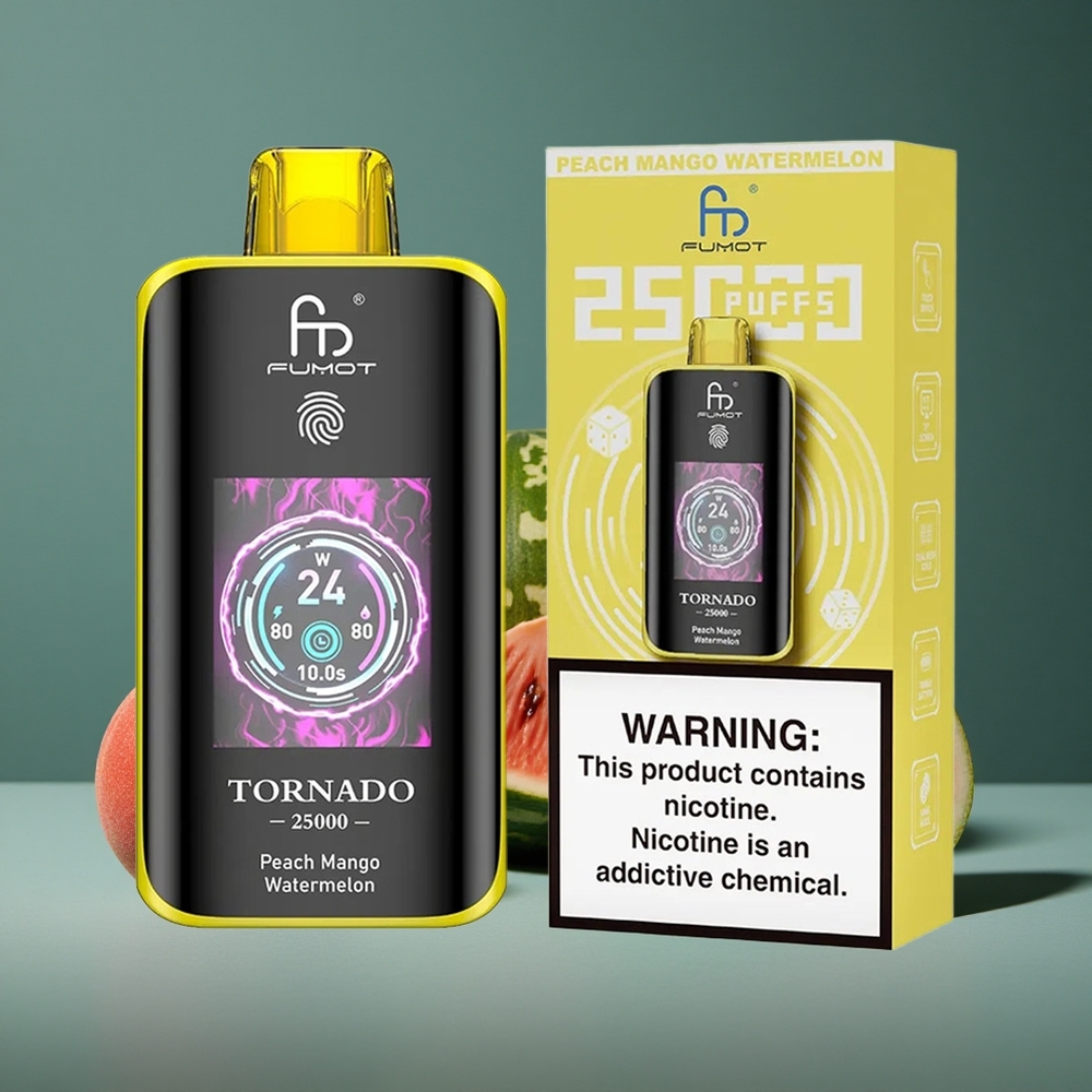 Fumot Tornado 25000 Puffs Persika Mango Vattenmelon HD Skärm Sweden wholesale