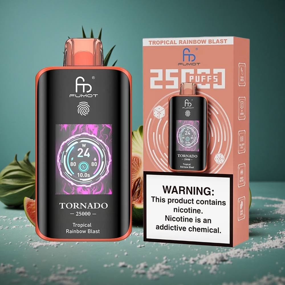 Fumot Tornado 25000 Puffs Tropisk Regnbågsblast HD-skärm Sweden wholesale