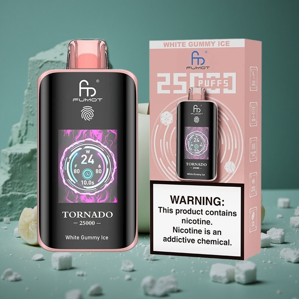 Fumot Tornado 25000 Puffs Vit Godisglass 20ml Förfylld E-vätska Sweden wholesale