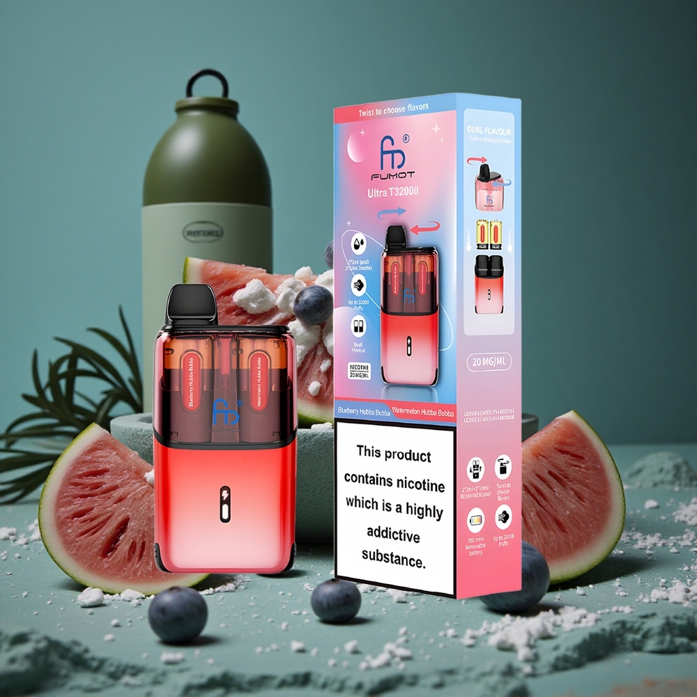 Fumot Ultra T32000 Engångsvape 32000 puffar Blåbär Hubba Bubba - Vattenmelon Hubba Bubba Sverige wholesale